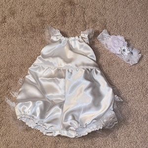 Newborn infant girl photo outfit 0-3 months with headband